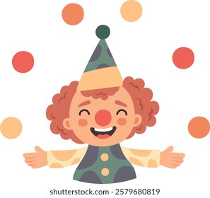 Clown Cartoon, Vector illustration. 1 April clipart, vector elements