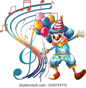 Clown cartton character with music note illustration