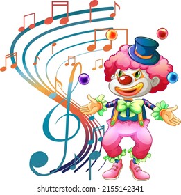 Clown cartton character with music note illustration