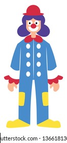 Clown character in colorful suit vector illustration on a white background