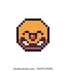 Clown character icon. Avatar, portrait, profile picture. Pixel art. Flat style. Game assets. 8-bit. Isolated vector illustration.	
