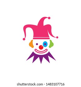 Clown character ilustration in flat design vector