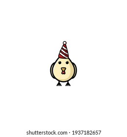 Clown Chicken Cartoon Character Vector Illustration Design. Cute, Funny, FUn, Outline, And Happy Style. Recomended For Children Design, Chicken Shop Mascot, And Other.