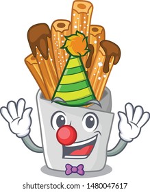 Clown churros in the wooden character jar