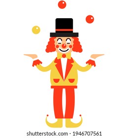 Clown circus juggler vector character on white
