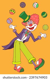 clown in the circus juggles balls