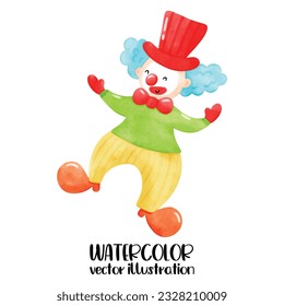 clown, circus, watercolor, clown watercolor