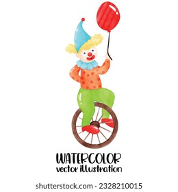 clown, circus, watercolor, clown watercolor