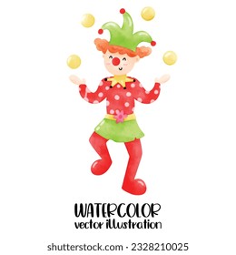 clown, circus, watercolor, clown watercolor