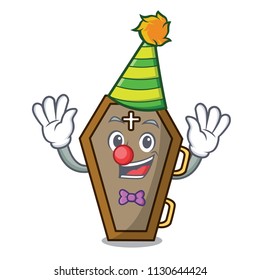 Clown coffin mascot cartoon style vector illustration