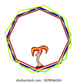 Clown in colorful frame for text, avatar, card