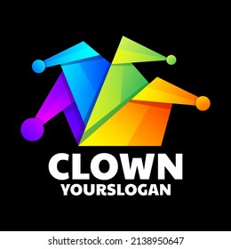 clown colorful logo design vector