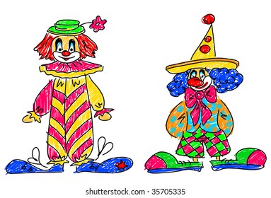 Clown in colorful pen - vector illustration.
