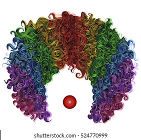 Clown Colorful Wig Hair. Funny Attire.