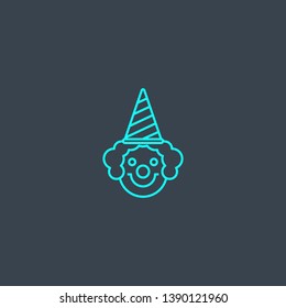 clown concept blue line icon. Simple thin element on dark background. clown concept outline symbol design. Can be used for web and mobile UI/UX