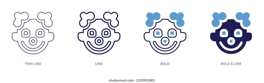 Clown costume party icon in 4 different styles. Thin Line, Line, Bold, and Bold Line. Duotone style. Editable stroke.