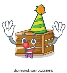 Clown crate mascot cartoon style