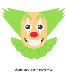 Clown crazy vector cartoon with green hair and  big smile.