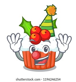 Clown delicious christmas cupcakes isolated on mascot