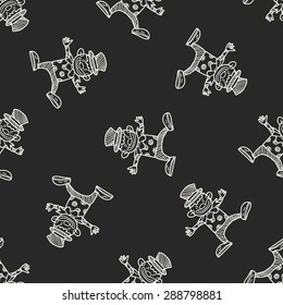 clown doodle drawing seamless pattern background