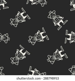 clown doodle drawing seamless pattern background