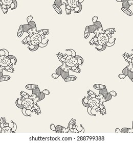 clown doodle drawing seamless pattern background