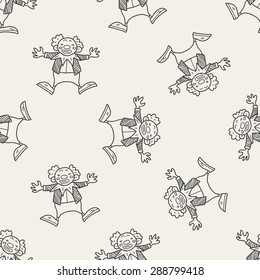 clown doodle drawing seamless pattern background