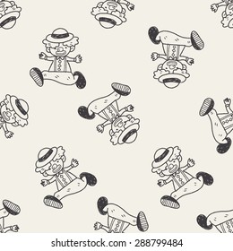 clown doodle drawing seamless pattern background