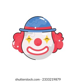 Sticker relleno del contorno del vector del doodle de payasos. archivo EPS 10
