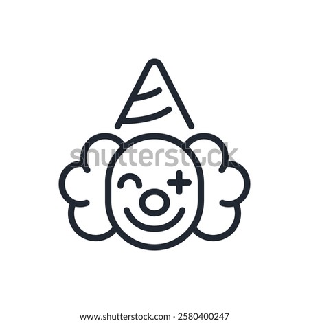 Clown editable stroke outline icon isolated on white background flat vector illustration. Pixel perfect. 64 x 64.