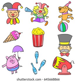 Clown and element circus doodles