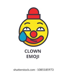 clown emoji vector line icon, sign, illustration on background, editable strokes