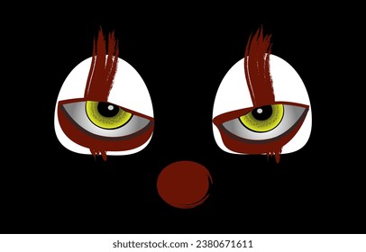 Clown eyes carton horror background vector illustration. 