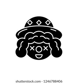 Clown face black icon, vector sign on isolated background. Clown face concept symbol, illustration 