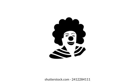 Clown face, black isolated silhouette