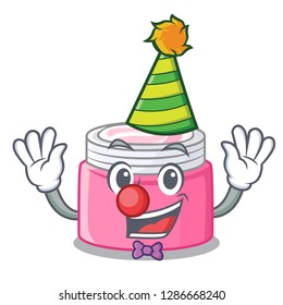 Clown face cream in a cartoon jar
