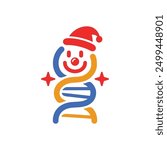 clown face and DNA cool modern logo cartoon coloring vector vintage classic illustration style