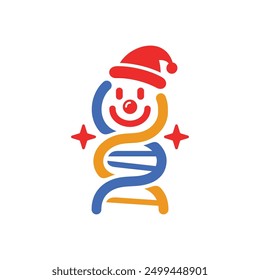 clown face and DNA cool modern logo cartoon coloring vector vintage classic illustration style