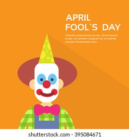 Clown Face First April Day, Fool Holiday Concept With Copy Space Flat Vector Illustration