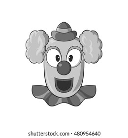 Clown face icon in black monochrome style isolated on white background. Attraction symbol vector illustration
