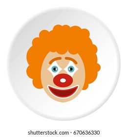 Clown face icon in flat circle isolated vector illustration for web