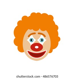 Clown face icon in flat style isolated on white background. Circus symbol vector illustration