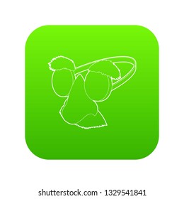 Clown face icon green vector isolated on white background