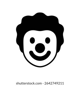 Clown face icon with happy expression