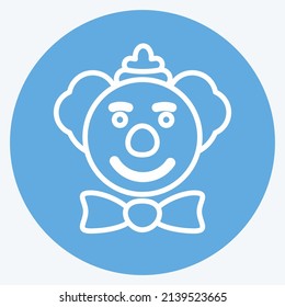 Clown Face Icon in trendy blue eyes style isolated on soft blue background