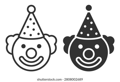clown face icons line and solid style isolated on transparent background