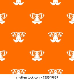 Clown face pattern repeat seamless in orange color for any design. Vector geometric illustration