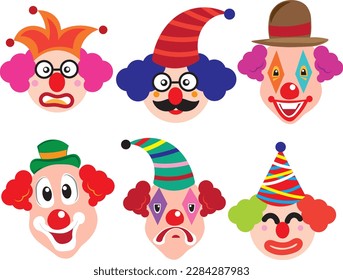 Clown Faces Collection, Funny Clown Faces, 