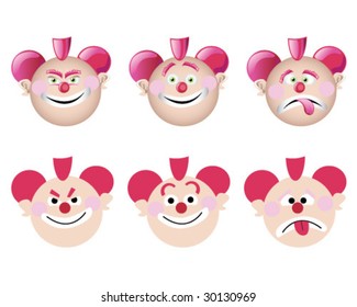 Clown Faces - Vector Illustration