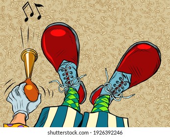 clown feet shoes profession circus profession. Pop art retro vector illustration vintage kitsch 50s 60s style